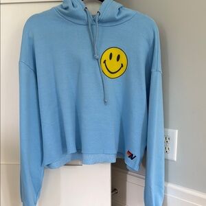 Light Blue Aviator Nation Crop hoodie